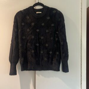 Marine Layer Medium Arielle Crew Neck Black Metallic Funfetti Sweater